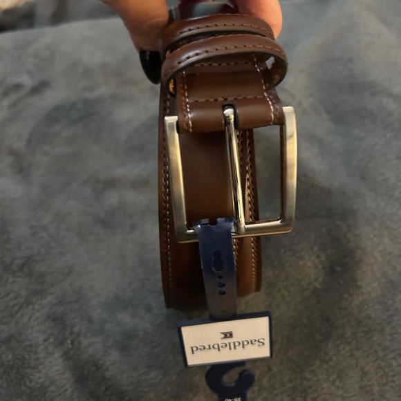 NWT Saddlebred Brown Leather Belt Silver Buckle L 38/40 - Picture 4 of 7